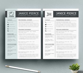 Preview of Teacher Resume Template and Matching Cover Letter for MS Word + SPECIAL BONUS