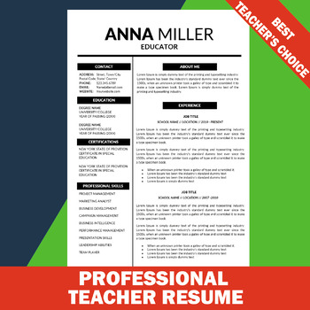 Preview of Modern Resume Template, Editable Resume, Elementary, Resume for Teachers