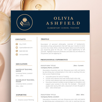 Preview of Teacher Resume Template for MS Word & Pages + Cover Letter