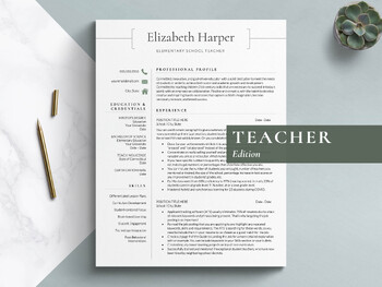 Preview of Teacher Resume Template for Google Docs, Word & Pages | Education Resume