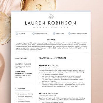 Preview of Teacher Resume Template with Google Docs, Education Resume + Cover Letter
