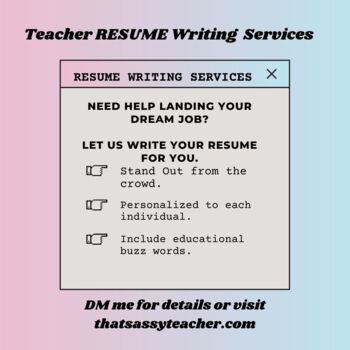 Preview of Teacher Resume Writing