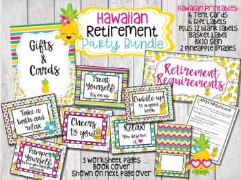 Preview of Teacher Retirement Hawaiian Party Bundle, Hawaiian Party Printables for Retiring