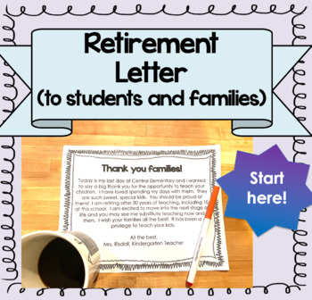 teacher retirement letter to families by miz riz elementary resources