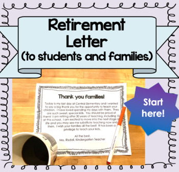 Preview of Teacher Retirement Letter to Families