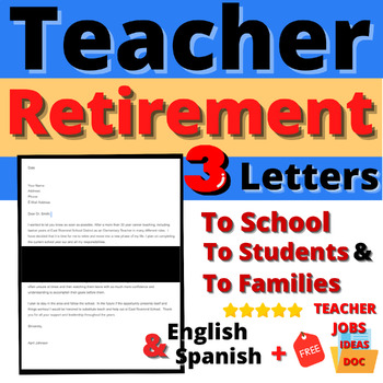 Preview of Teacher Retirement Letter to School and Parents Resource English Spanish