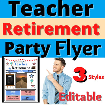 Preview of Teacher Retirement Resource Flyer Party Activity Editable School Event