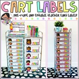 Teacher Rolling Cart Labels | Pre-Made and Editable | Past
