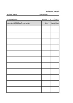 Preview of Teacher RtI Documentation Form