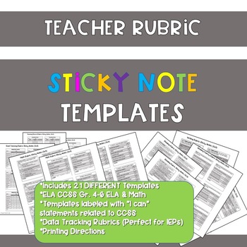 Preview of Teacher Rubric Sticky Notes Templates