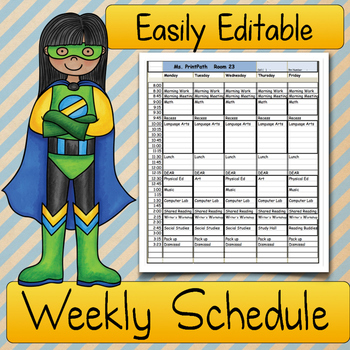 Preview of Auto-Fill Teacher SCHEDULE: Elementary Classrooms