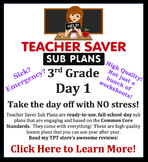 3rd Grade Sub Plans (Day 1) - An organized, clear, full da