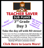 3rd Grade Sub Plans (Day 3) - An organized, clear, full da