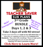 Teacher Saver Sub Plans - 3rd Grade Substitute Plans BUNDL