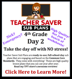 4th Grade Sub Plans (Day 2) - An organized, clear, full da