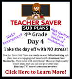 Teacher Saver Sub Plans - 4th Grade Substitute Plan #4 (full day)