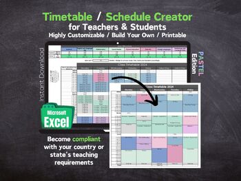 Preview of Create Your Class Schedule / Teacher Timetable - Excel - Digital & Printable