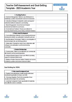 Preview of Teacher Self-Assessment and Goal-Setting Template - 2023 Academic Year