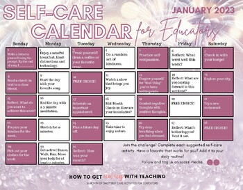 Teacher Self Care Calendars 2023 Growing Bundle by HowToGetAwayWithTeaching