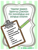 Teacher Speech Referral Form
