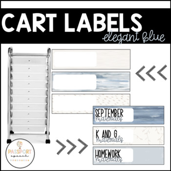 Preview of Editable Teacher/ Speech Rolling Drawer Cart Labels- Elegant Blue