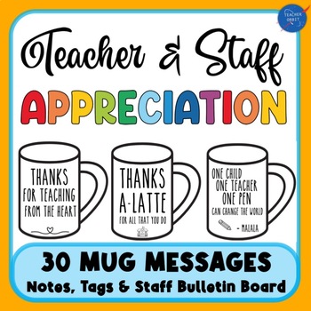 Preview of Teacher & Staff Appreciation Coffee Mugs Notes | Gift Cards Bulletin Board