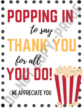Preview of Teacher/Staff Appreciation: Poppin' In to say thank you