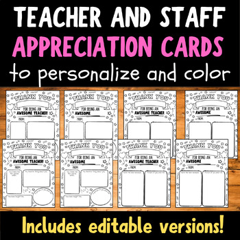 Preview of Teacher & Staff Appreciation Printables