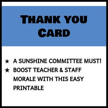 Preview of Teacher & Staff Cards - Thank You