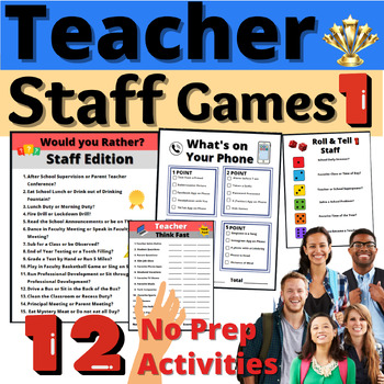Preview of Teacher Staff Icebreakers Activity Games 1 Meetings Group Resource