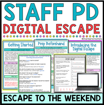 Preview of Teacher Staff Morale Team building Digital Escape Room PD back to school Admin