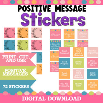 Teacher Stickers with Positive Messages for Student Work by Math - It Works