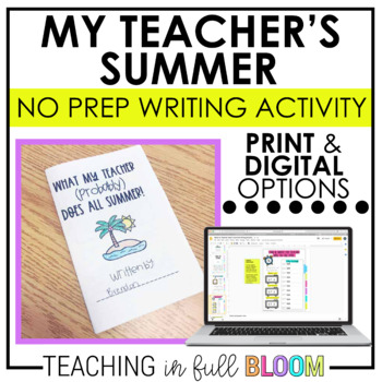 Preview of Teacher Summer Writing Activity - Print and Digital Versions