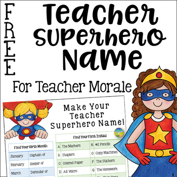 Preview of Teacher Superhero Name for Teacher Morale