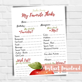 Editable Christmas Friends Favorite Things, Friend Questionnaire Survey,  Few of My Favorite Things, Gift Letter, Appreciation, Printable