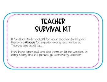 Teacher Survival Kit Labels **FREEBIE** by Love Learn Live | TpT