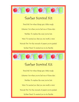 Download Teacher Survival Kit- end of year, teacher appreciation by ...