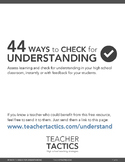 44 Ways to Check for Understanding (Teacher Tactics)