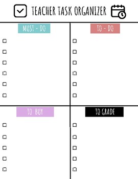 Preview of Teacher Task Organizer (for iPad or Tablet with pencil)