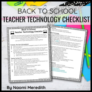 Preview of Teacher Technology Checklist for Back to School