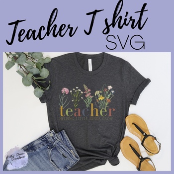 Preview of Teacher Tee Shirt PNG T shirt Floral Flower Elementary  Tshirt T-shirt cricut