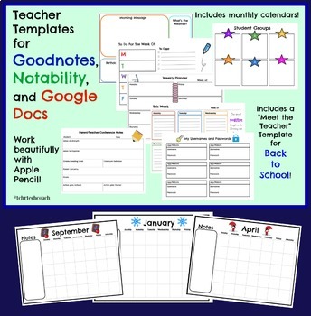 Preview of Teacher Templates for Goodnotes, Notability, and Google Docs