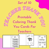 Teacher Thank You Cards Coloring PDF Download Pack of 10