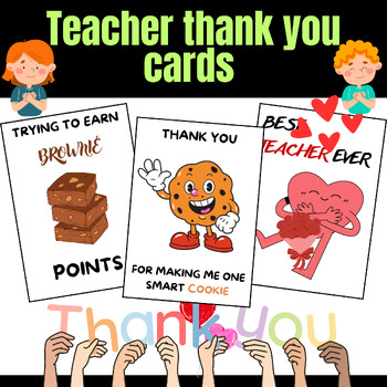 Preview of Teacher Thank you Cards - Teacher Appreciation - May Activity