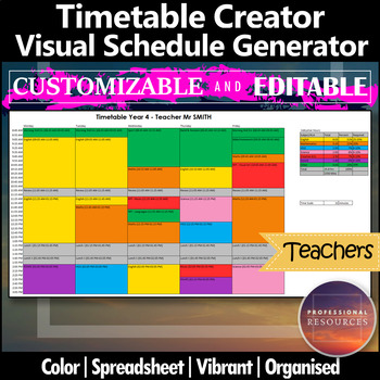 Preview of Teacher Timetable Maker | Schedule Generator | Visual | Editable | Digital