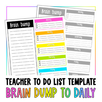 Preview of Teacher To Do List Brain Dump to Daily List