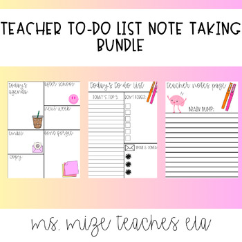 Preview of Teacher To Do List | Teacher Notes | Teacher Weekly Notes Taker