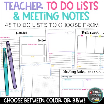 Preview of Teacher To Do Lists & Meeting Notes