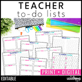 Teacher To Do Lists Notes Checklists | Editable Templates 