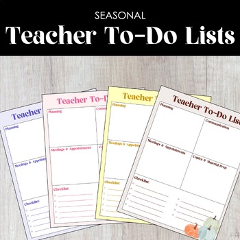 Preview of Teacher To-Do Lists | Plan and Prep Checklists | Seasonal Watercolor Theme